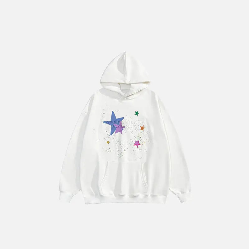Vintage star graphic oversized hoodie y2k - white / s - hoodies