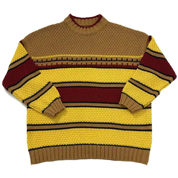 Vintage striped oversized sweater - free size / yellow - sweaters