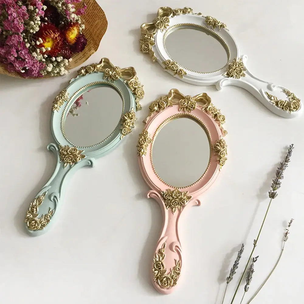 Vintage style hand mirror for a charming bedroom touch
