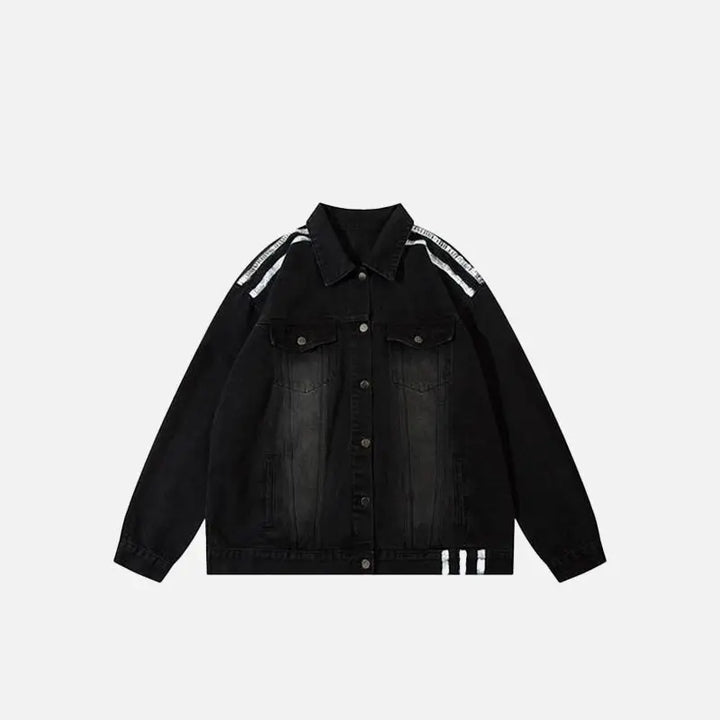 Vintage washed black denim jacket y2k - m