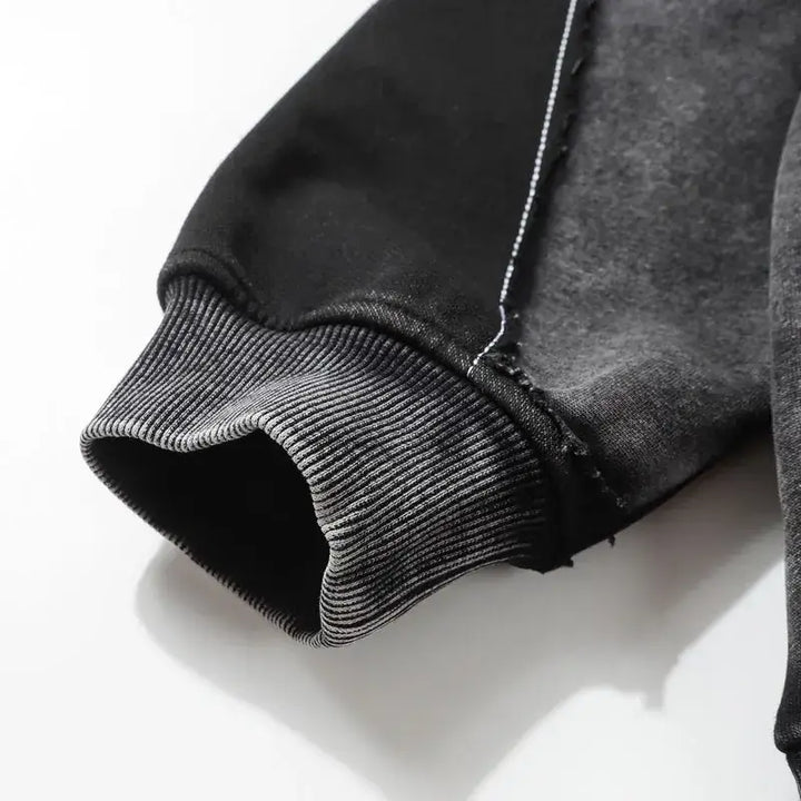 Vintage washed black ripped hoodie y2k - hoodies