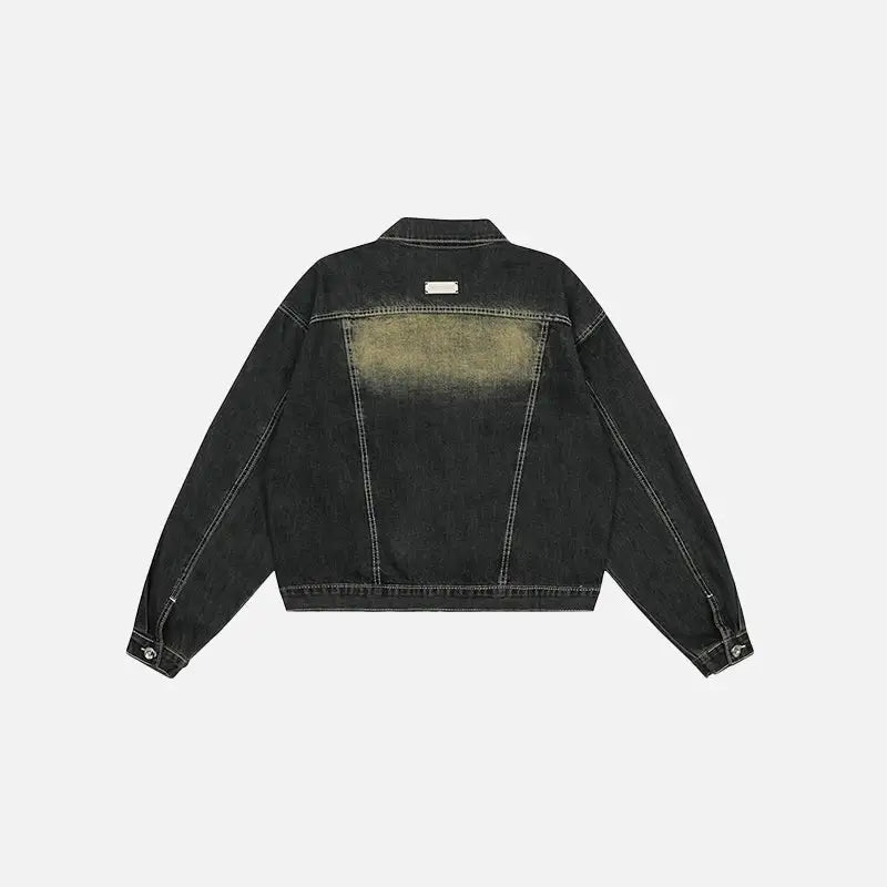 Vintage washed lapel denim jacket y2k