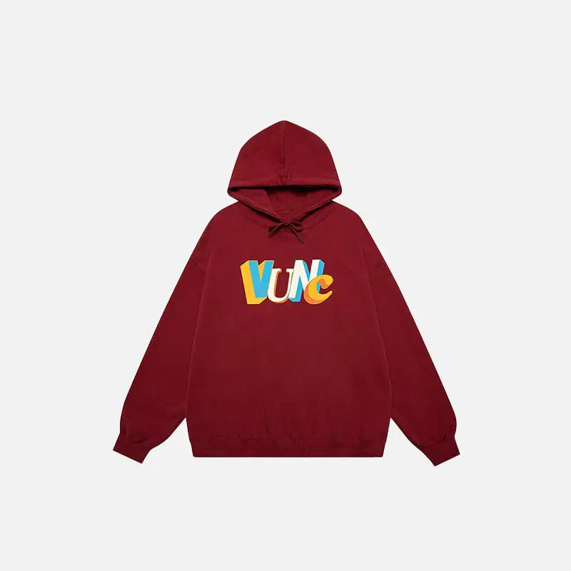 Voice letter print hoodie y2k - burgundy / m - hoodies