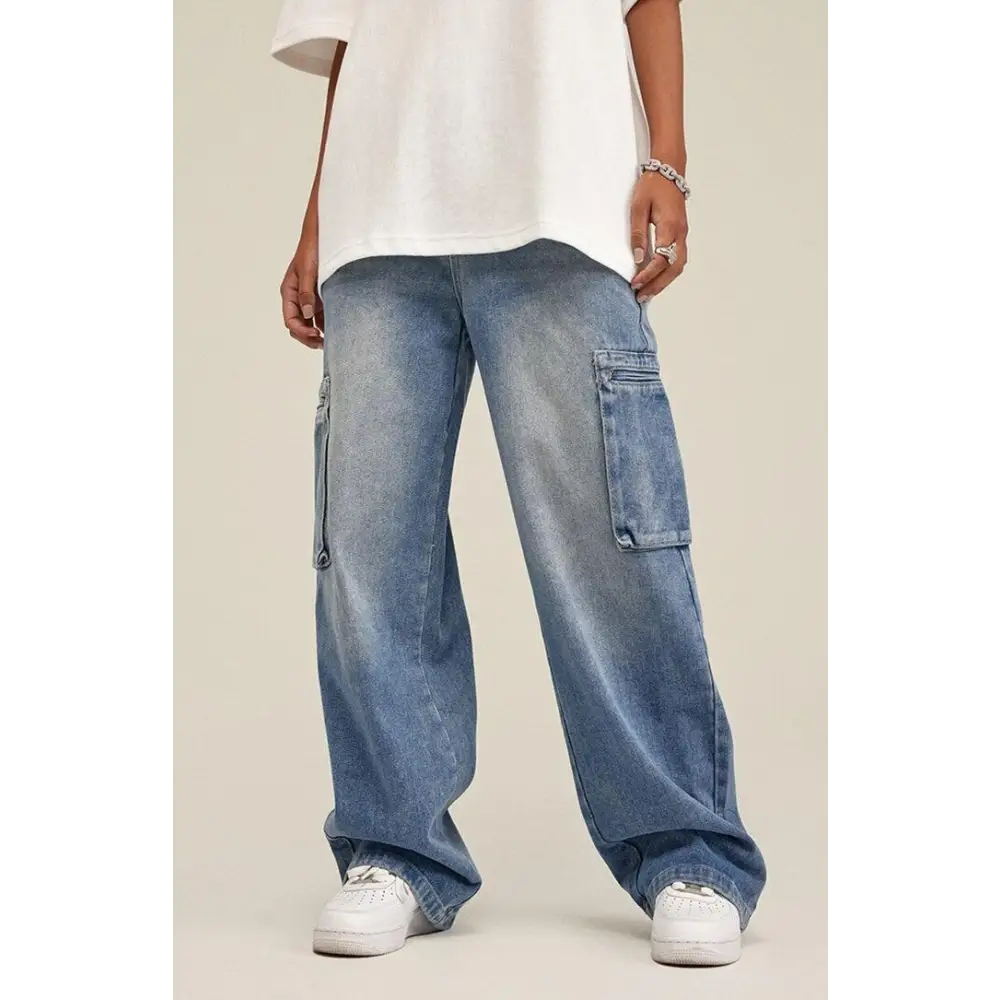 Washed baggy cargo jeans