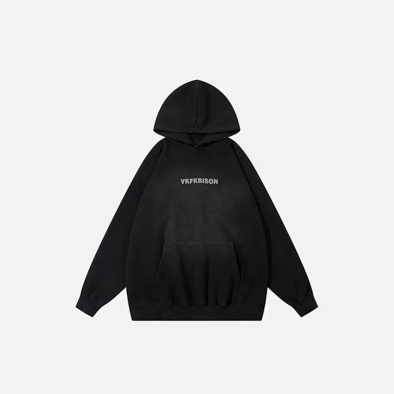 Washed solid color hoodie y2k - black / m - hoodies