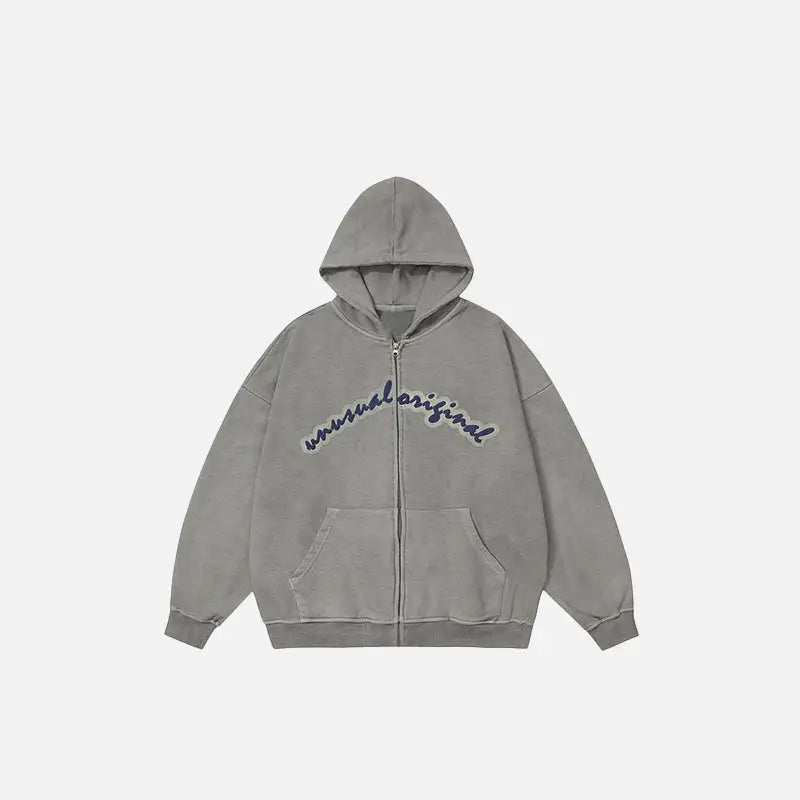 Washed zip-up hoodie y2k - gray / m - hoodies