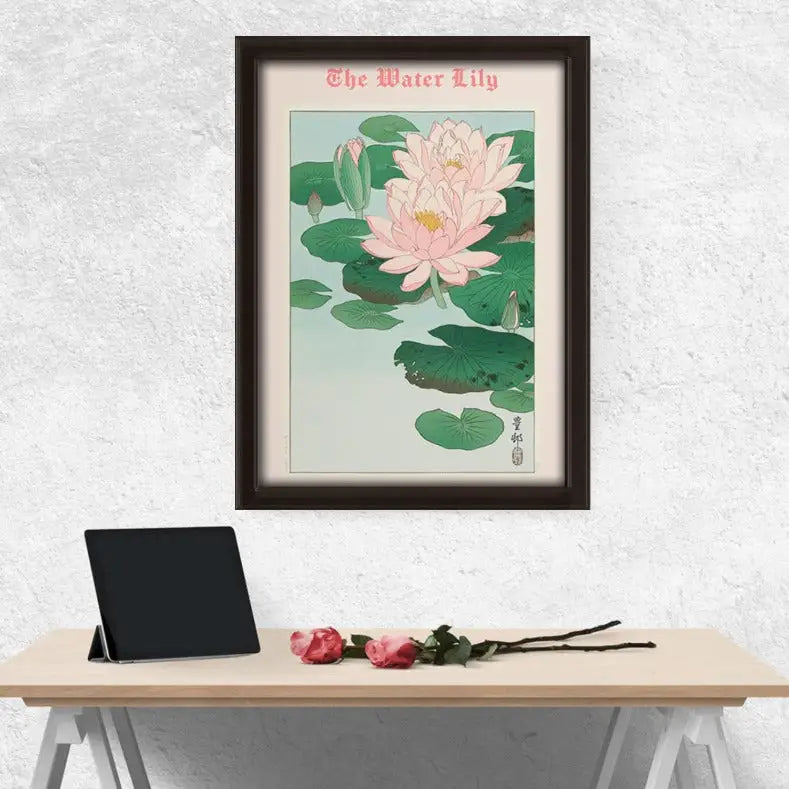 Vintage water lily poster for aesthetic room decor