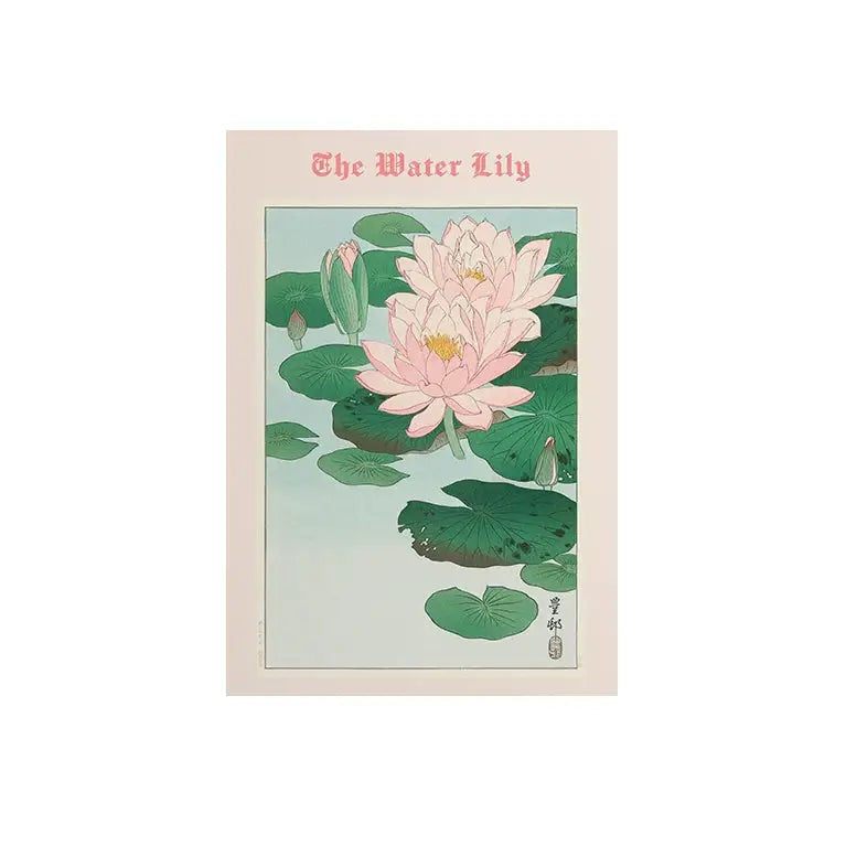 Vintage water lily poster for aesthetic room decor