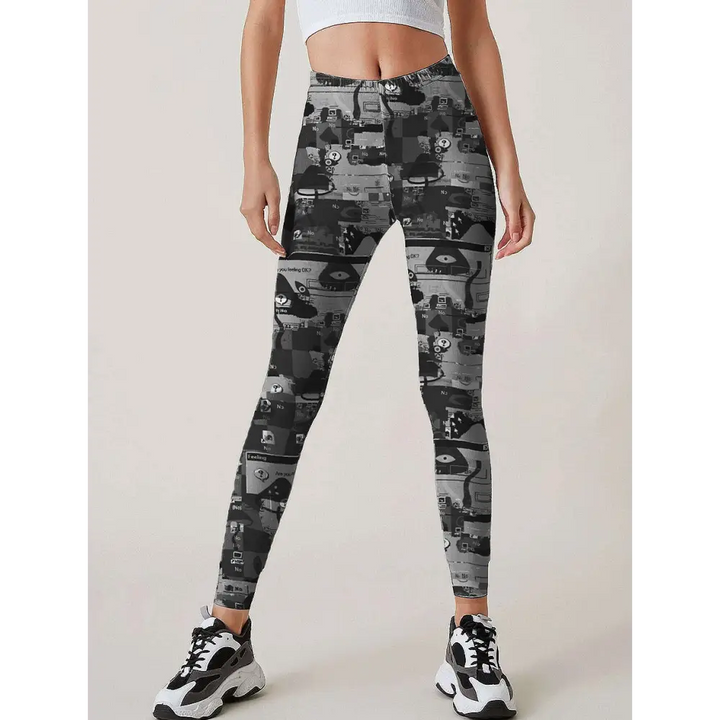 Weirdcore hacked mushroom leggings - xs / grey