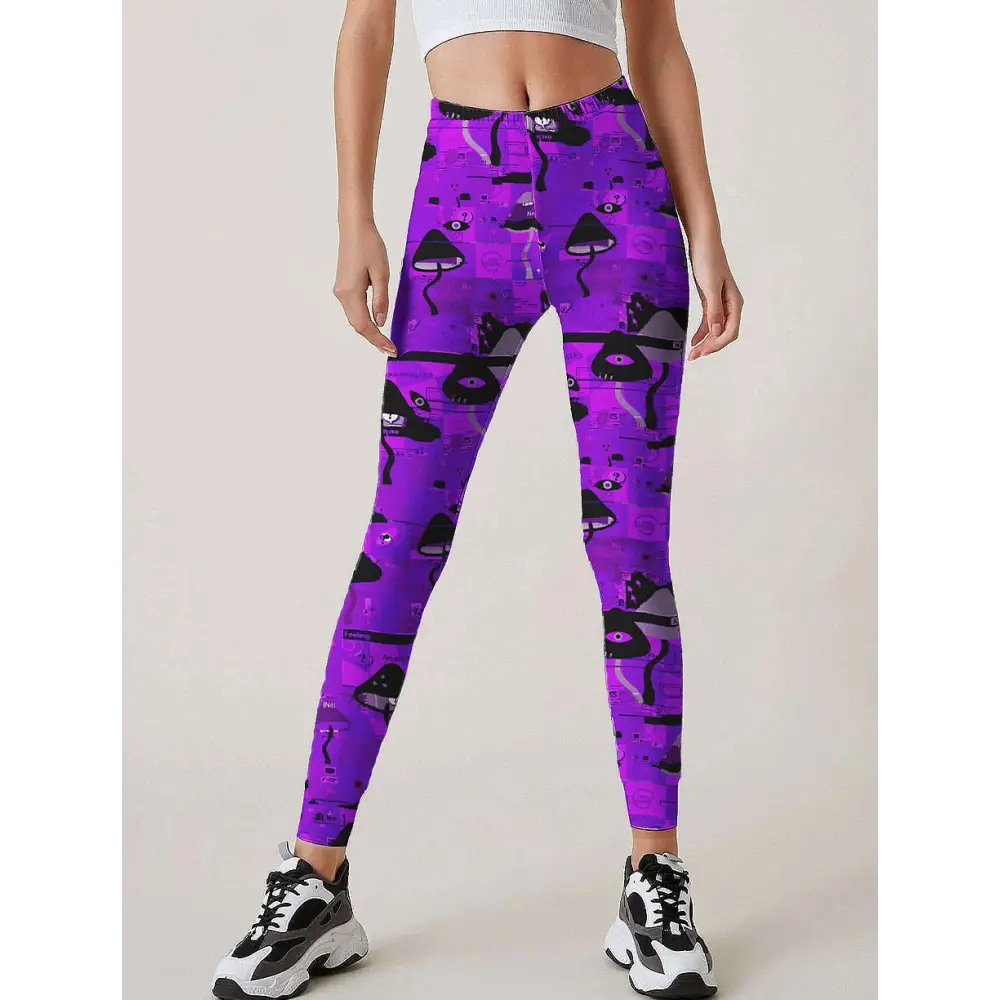 Weirdcore hacked mushroom leggings - xs / purple