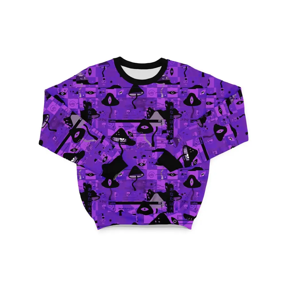 Weirdcore hacked virus mushroom sweatshirt - s / purple