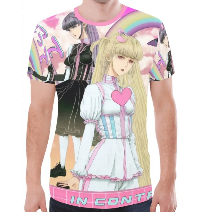 Weirdcore kawaii rainbow mesh t-shirt for men and unisex sizes - xs - new all over print t-shirt (t45)