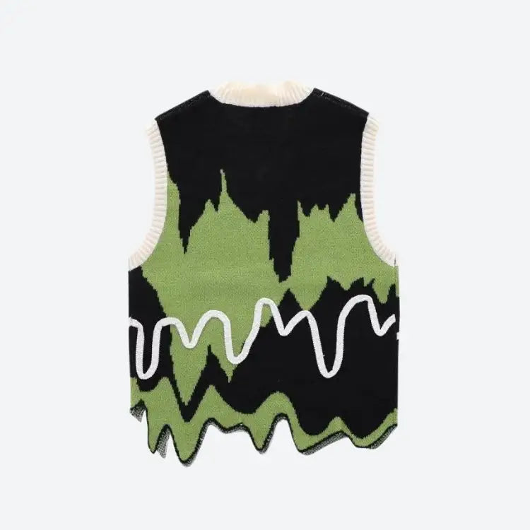 Weirdcore wavy striped sweater vest - vest