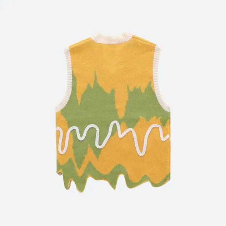 Unisex sweater vest with unique melting stripes design - vest