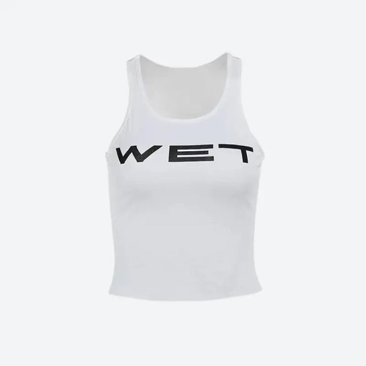 Trendy wet print racerback tank top for y2k casual style