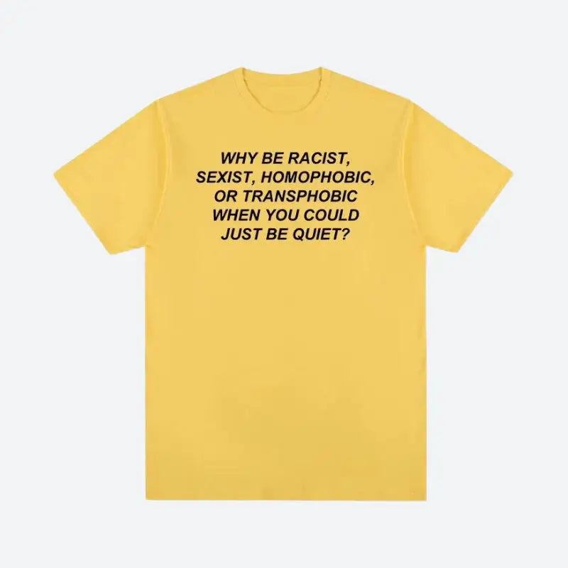 Why be racist tee in soft cotton for y2k style - yellow / s