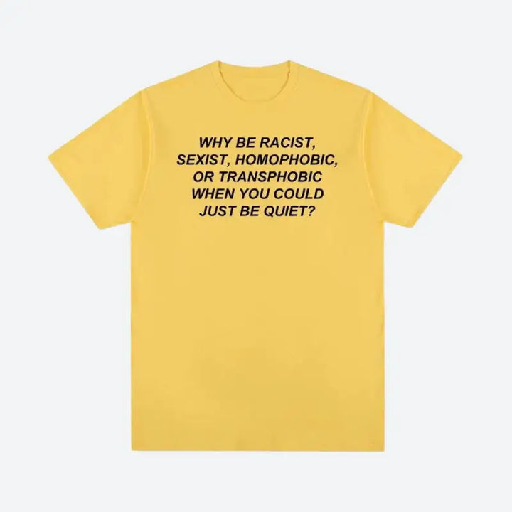 Why be racist tee in soft cotton for y2k style - yellow / s