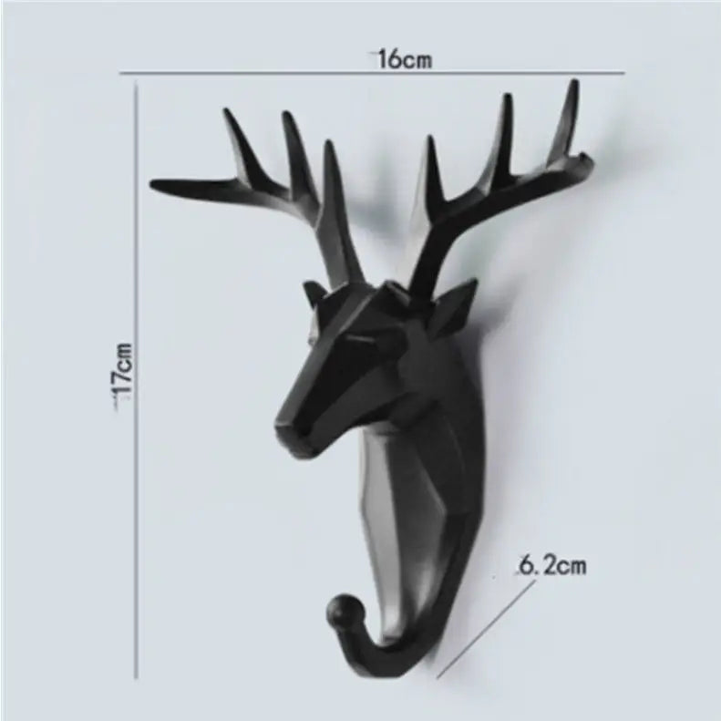 Aesthetic wild animal wall hook for unique bedroom decor - black / deer