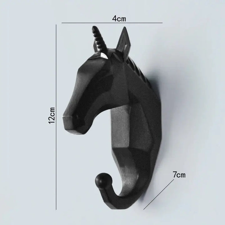 Aesthetic wild animal wall hook for unique bedroom decor - black / unicorn