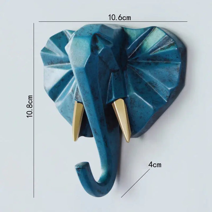 Aesthetic wild animal wall hook for unique bedroom decor - blue / elephant