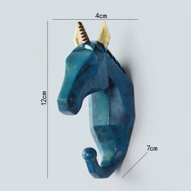 Aesthetic wild animal wall hook for unique bedroom decor - blue / unicorn