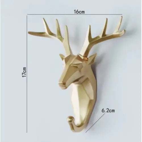 Aesthetic wild animal wall hook for unique bedroom decor - gold / deer