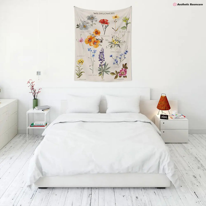 Wildflower collection tapestry for aesthetic room decor