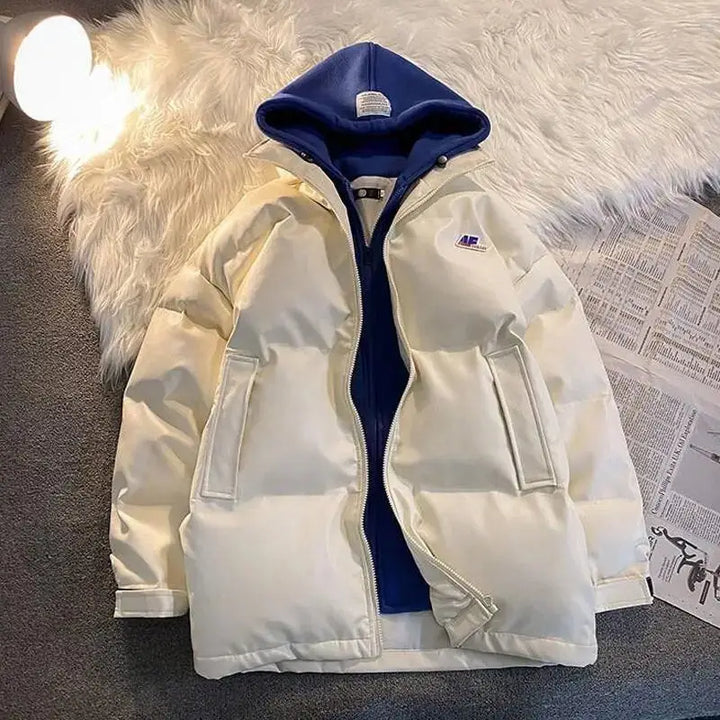 Winter loose pu leather jacket y2k - white / m - puffer jackets