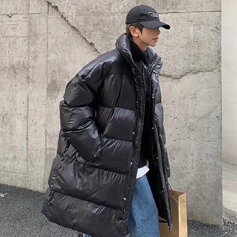 Winter oversized puffer jacket y2k - black / m
