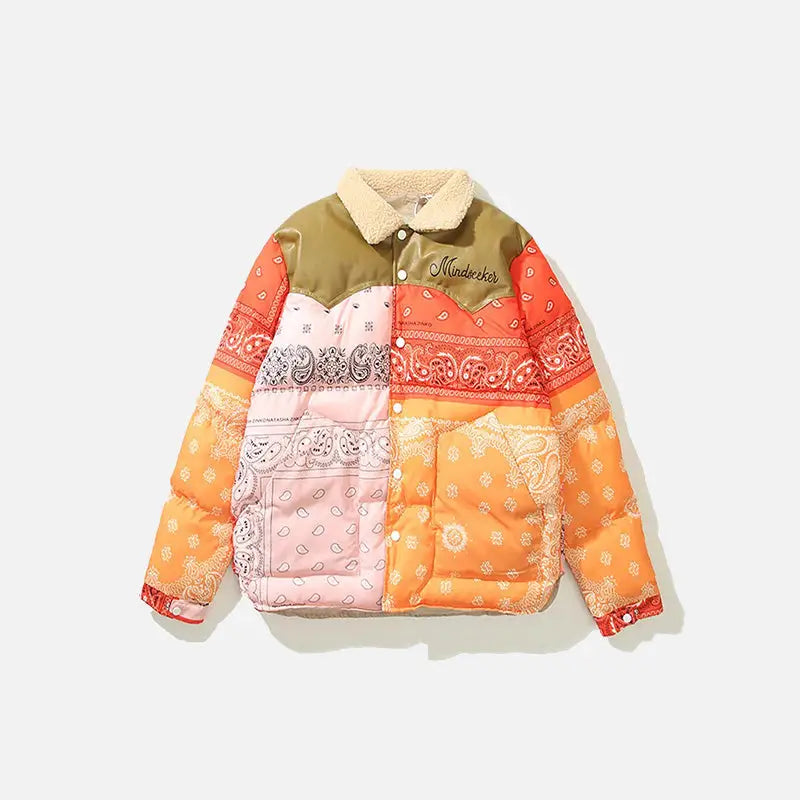 Winter padded puffer jacket y2k - orange / m - jackets