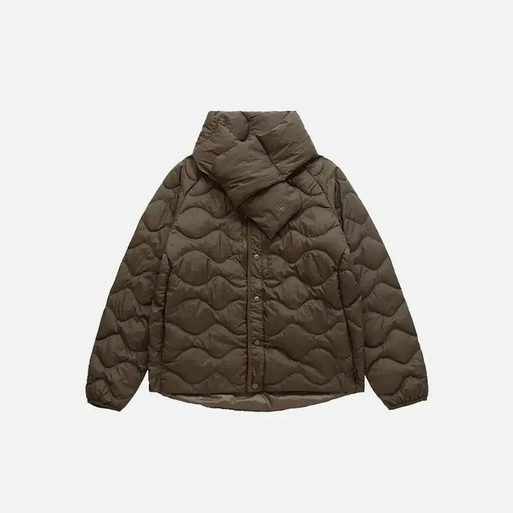 Winter warm puffer jacket y2k - brown / m - jackets