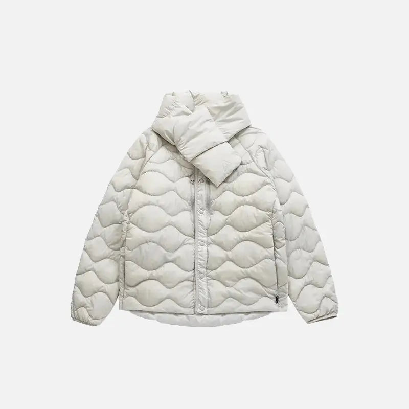 Winter warm puffer jacket y2k - light grey / m - jackets