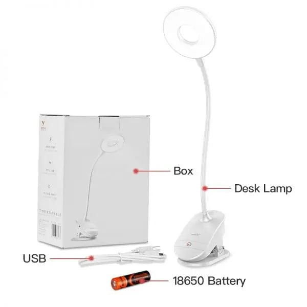 Wireless bedside clip on lamp for convenient nighttime lighting