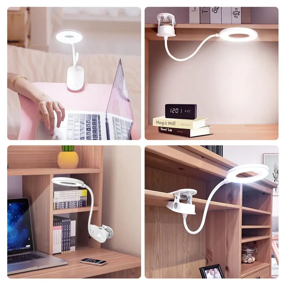 Wireless bedside clip on lamp for convenient nighttime lighting