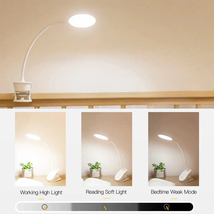 Wireless bedside clip on lamp for convenient nighttime lighting