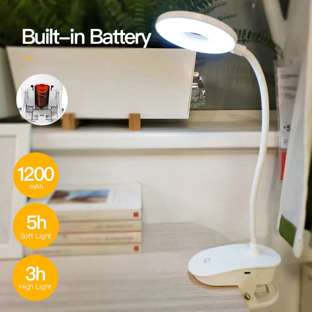 Wireless bedside clip on lamp for convenient nighttime lighting