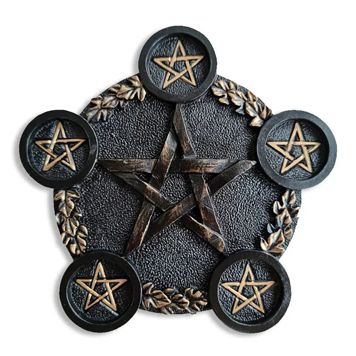 Witchcore candle holder for tea lights and spiritual ceremonies - black - holders