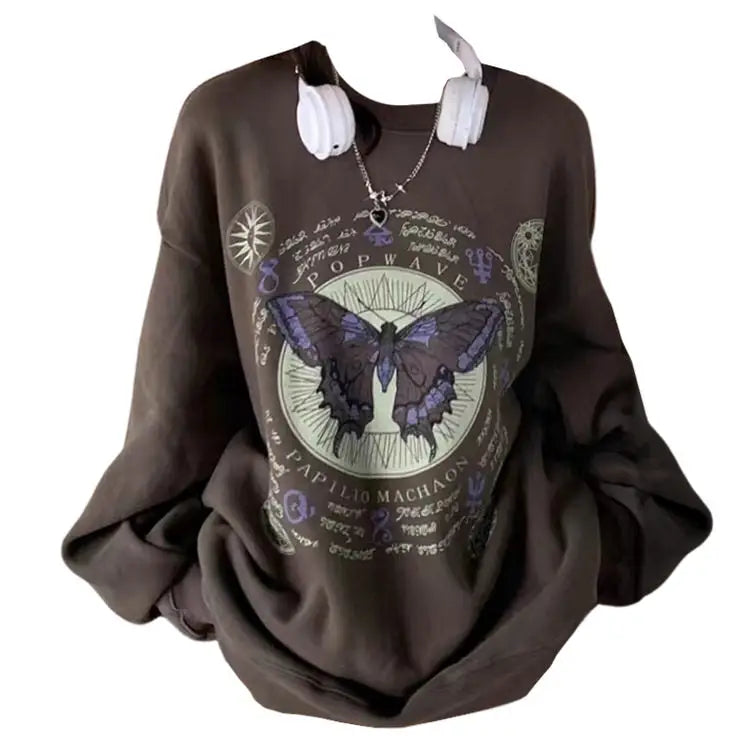 Witchy butterfly sweatshirt - m / grey - sweatshirts