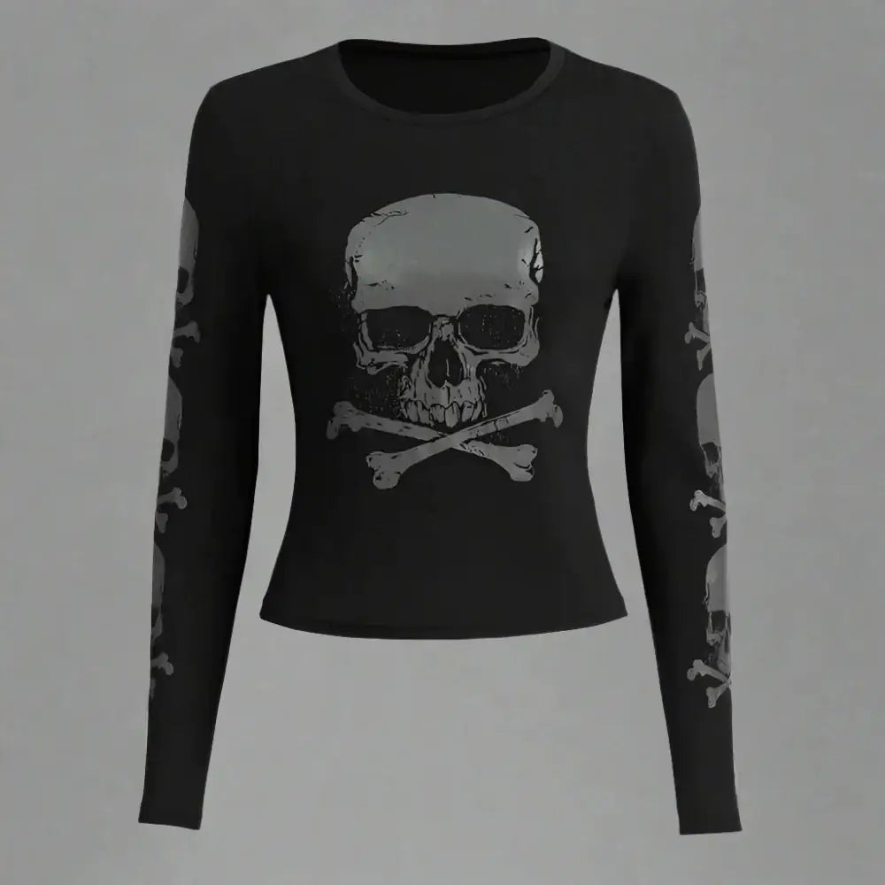 Women punk skull t-shirt - black / s