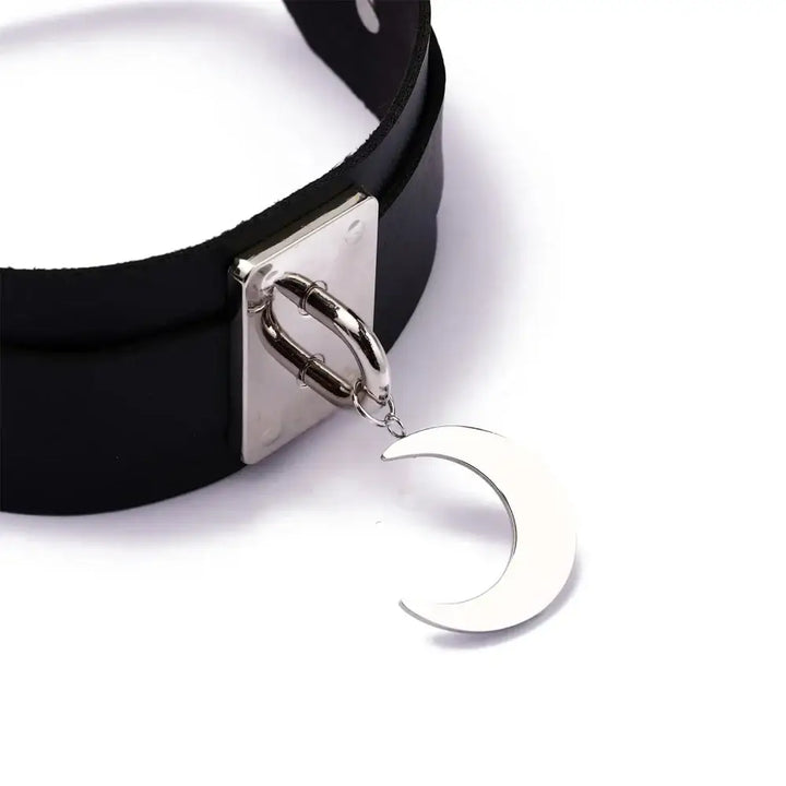 Y2k punk animal print leather necklaces for women - black-silver