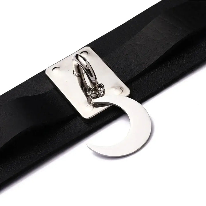 Y2k punk animal print leather necklaces for women - black-silver