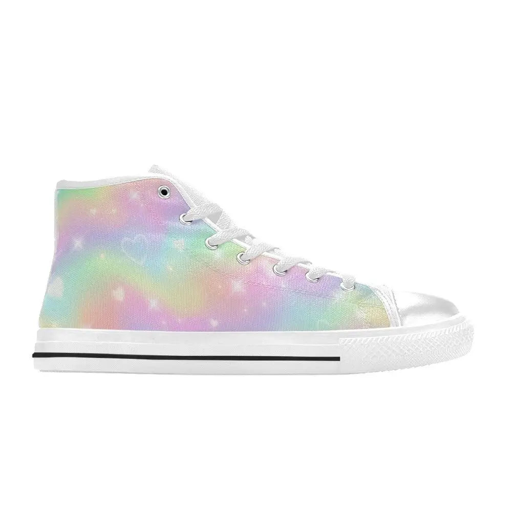 Kawaii rainbow sneakers with canvas upper and durable rubber outsole - women’s high top shoes (017)