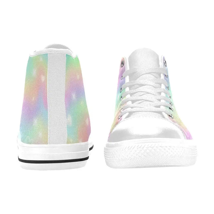 Kawaii rainbow sneakers with canvas upper and durable rubber outsole - women’s high top shoes (017)