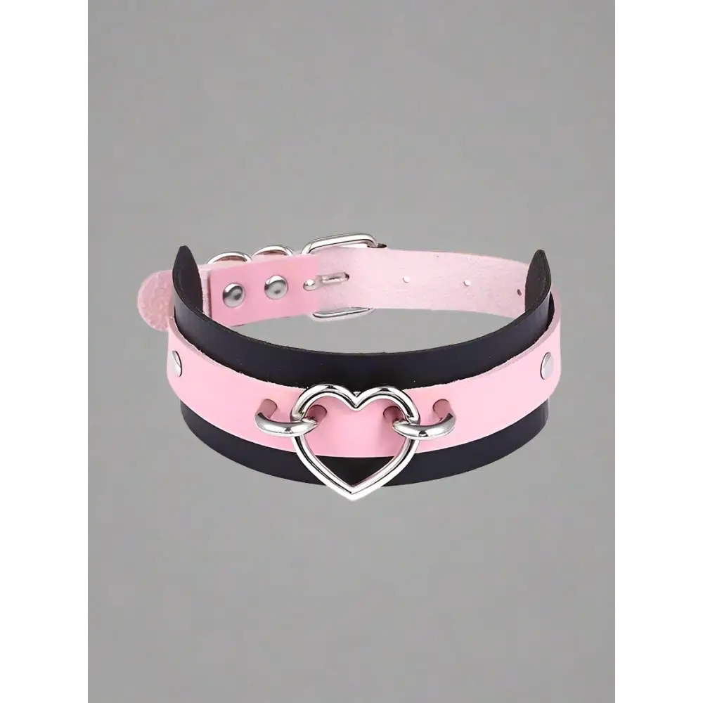 Women’s pastel goth two-tone heart choker necklace - style 10