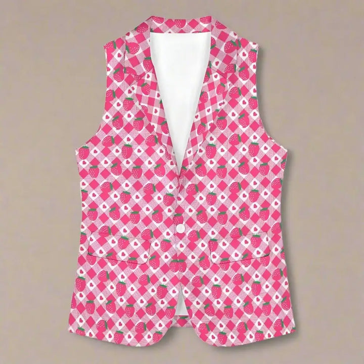 Y2k trendy sleeveless jacket in worsted wool for women - pink / s