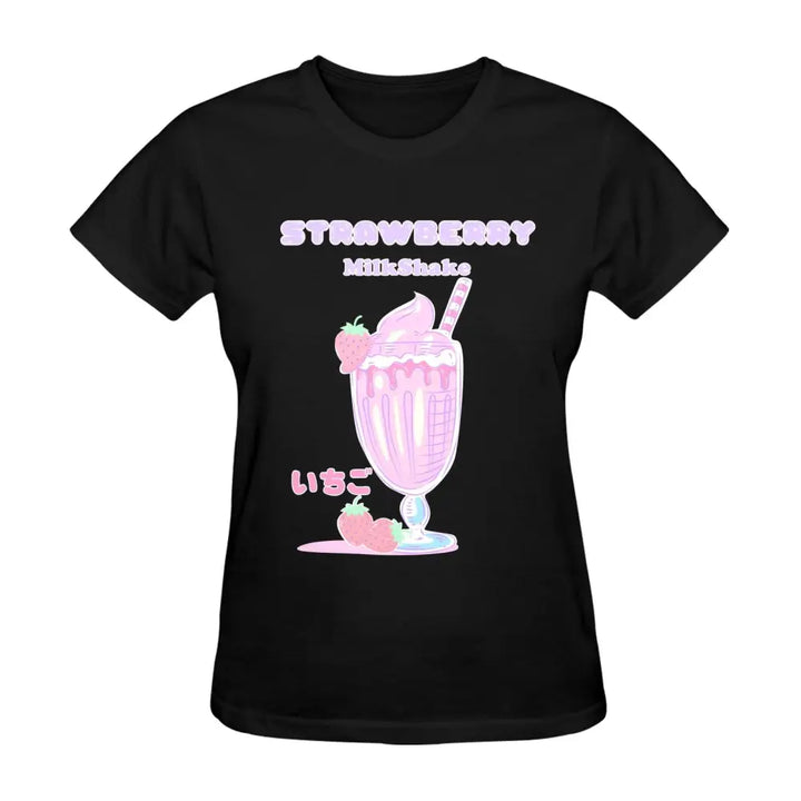 Strawberry milkshake graphic t-shirt from in control clothing - s / black