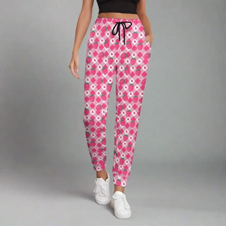 Womens strawberry sweatpants - pink / s