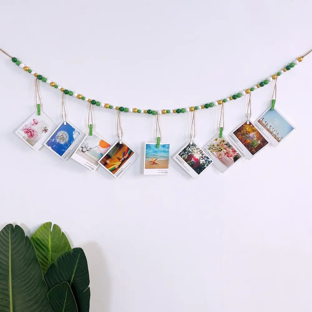 Wooden beads wall hanging photo display for your favorite memories