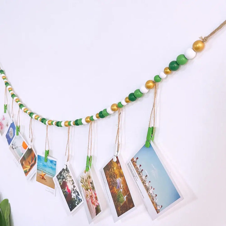 Wooden beads wall hanging photo display for your favorite memories