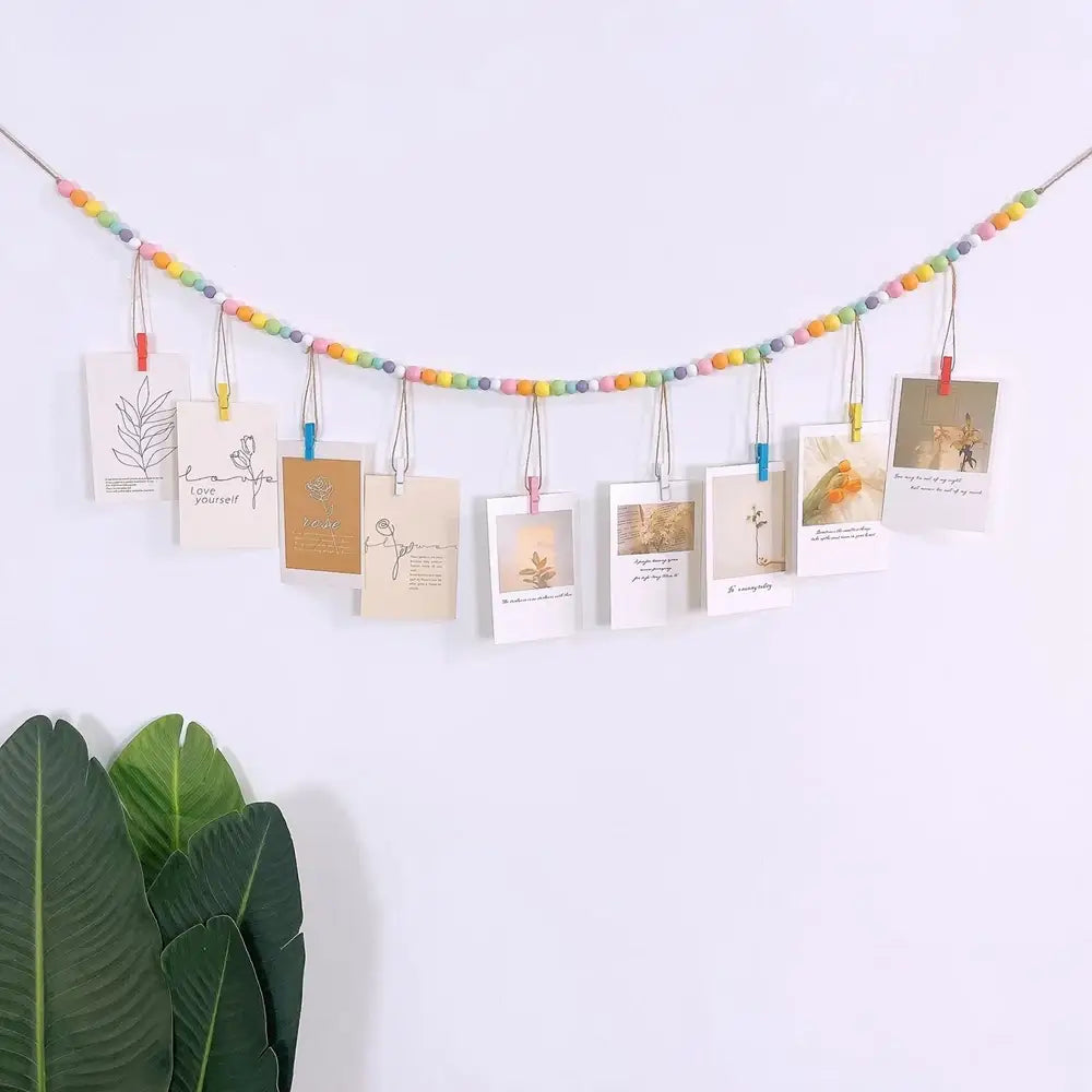 Wooden beads wall hanging photo display for your favorite memories